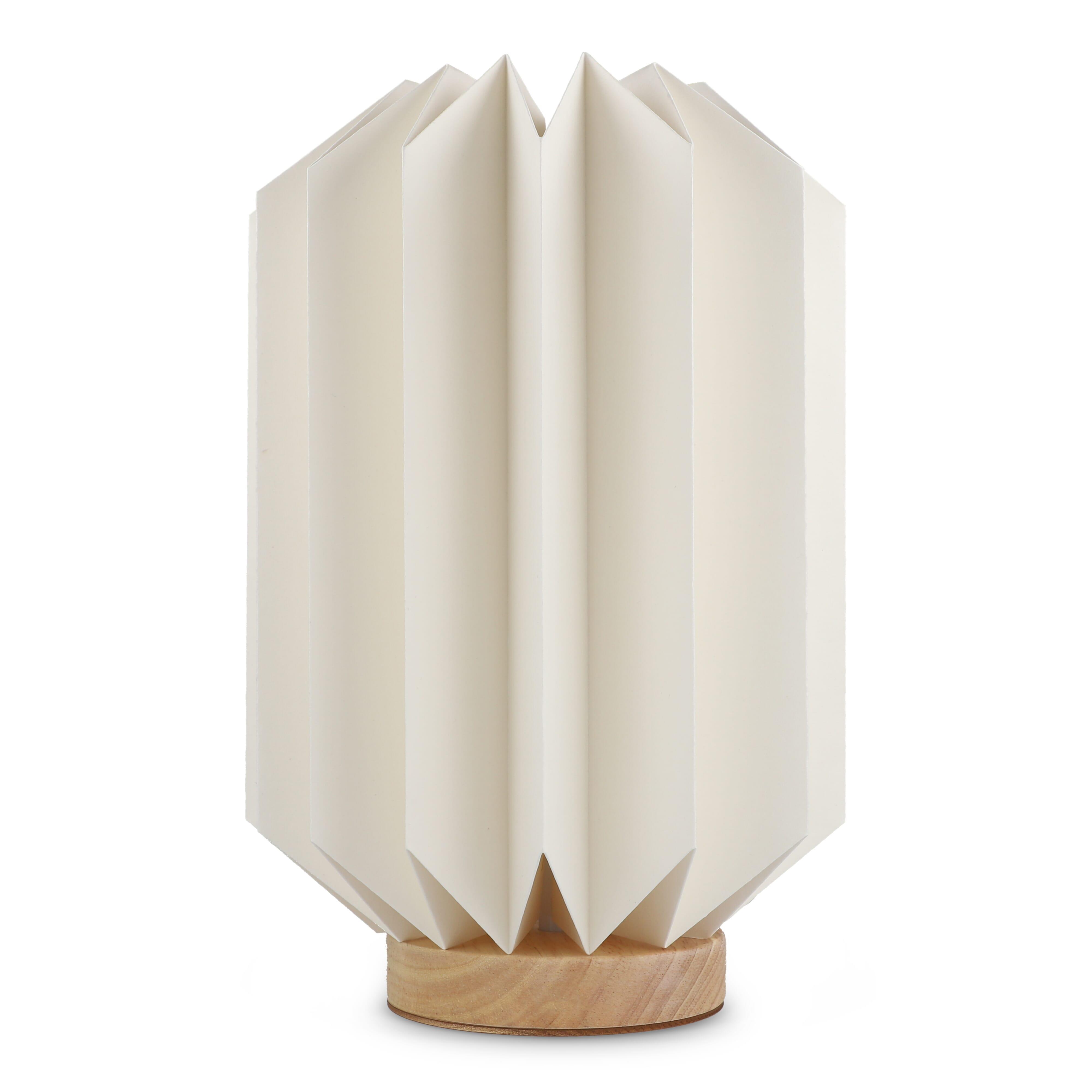 Coollux faltbare Papier-LED-Lampe Eos auf Holzsockel