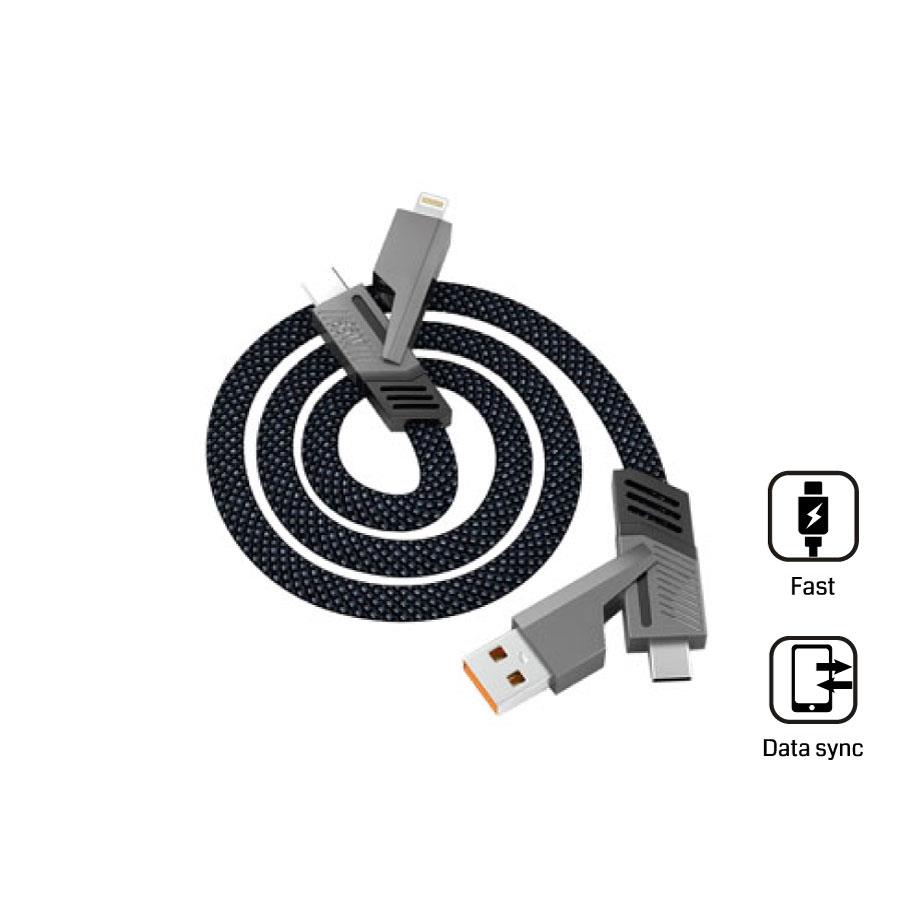 Universelles 4-in-1-Kabel  Orlando , 1m, anthrazitgrau
