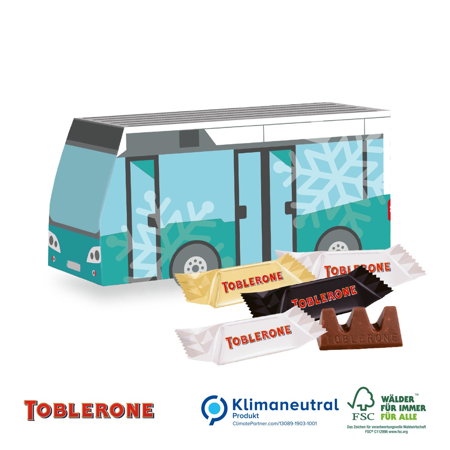 3D Präsent Bus, Klimaneutral, FSC® TOBLERONE 4-farbig