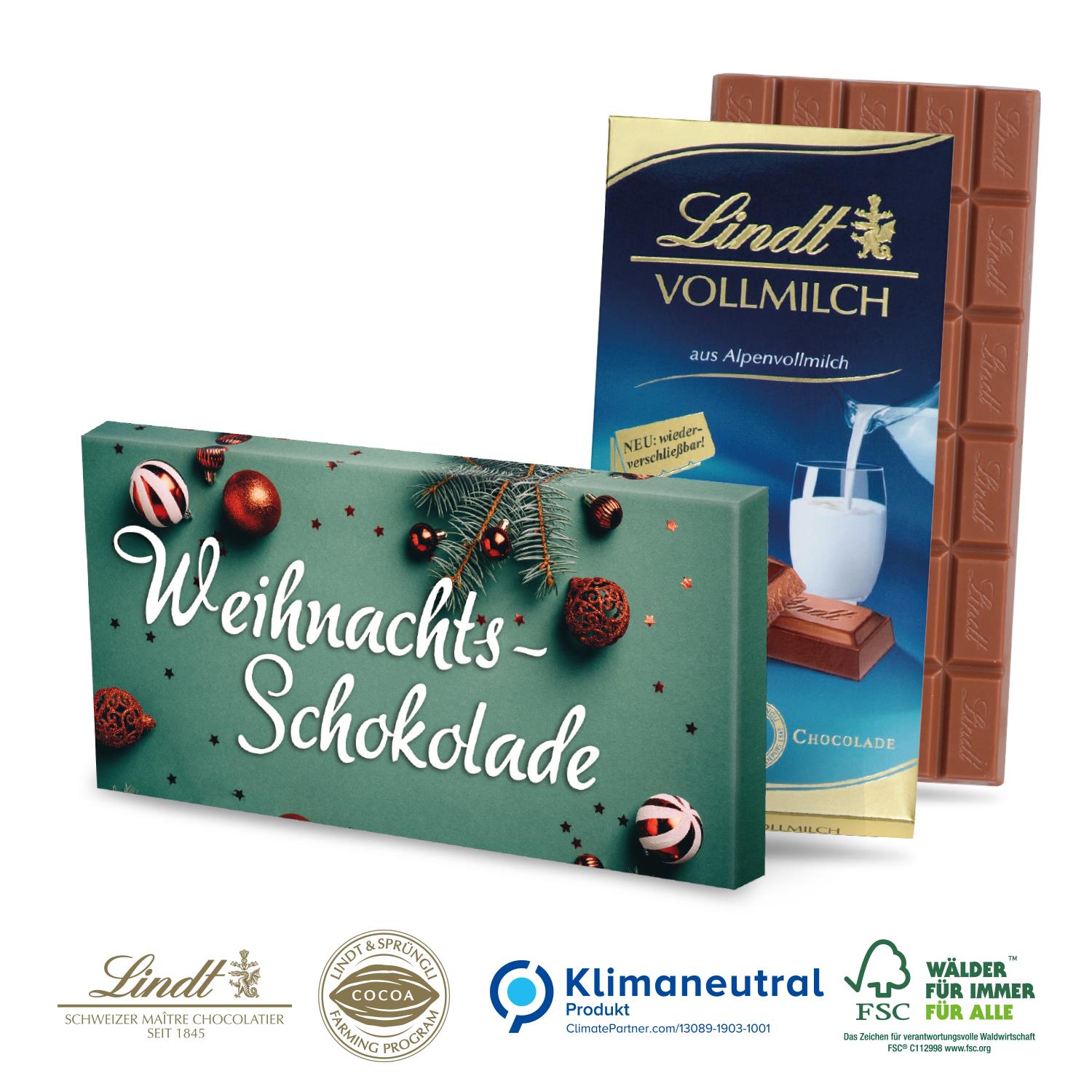 Premium Schokolade von Lindt, 100 g, Klimaneutral