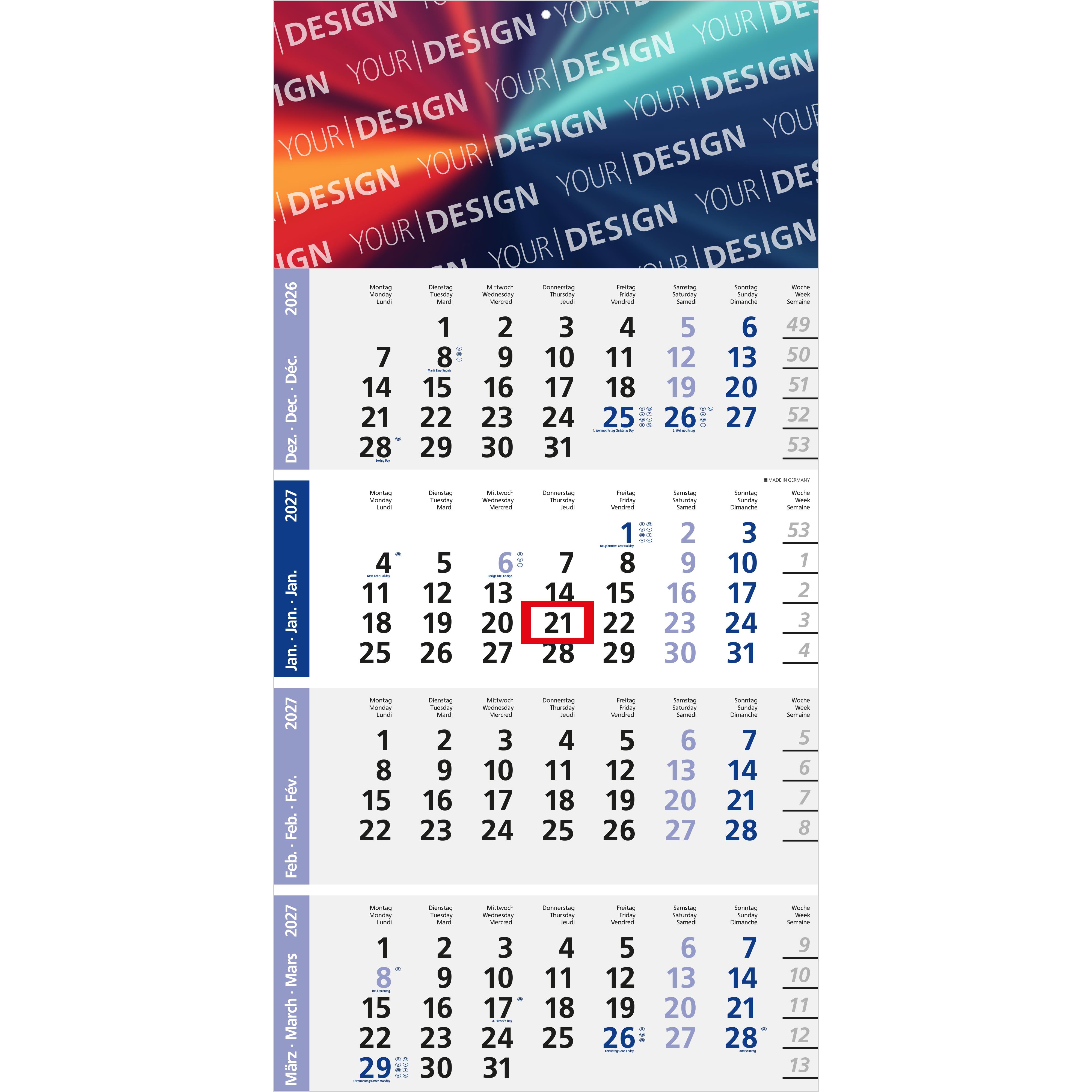 4-Monatskalender Einblatt Logic 4 Post A Design
