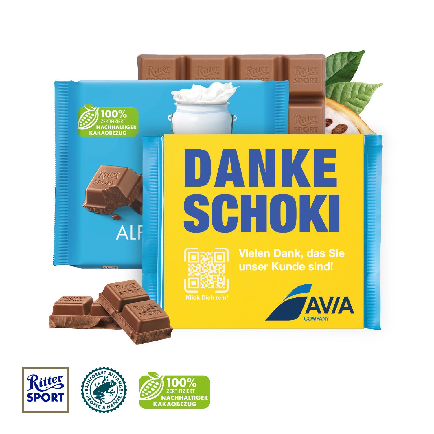 Ritter SPORT mit Werbebanderole Ritter SPORT