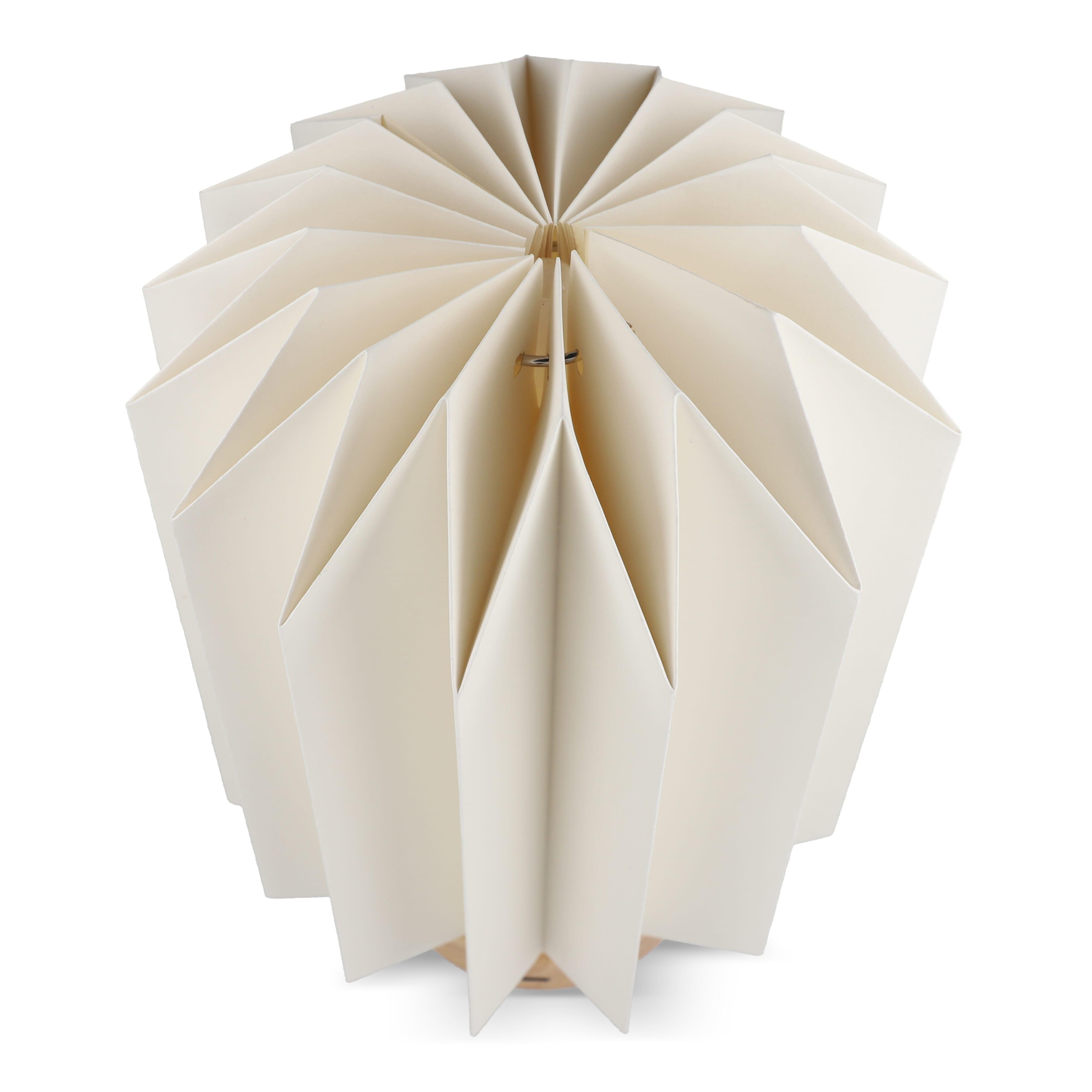 Coollux faltbare Papier-LED-Lampe Eos auf Holzsockel